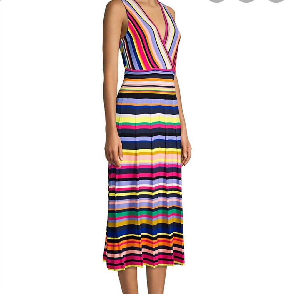 Milly striped surplice knit dress